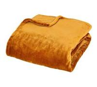 Atmosphera Créateur d'intérieur - Plaid en Flanelle "Cuddly" 130x180cm Jaune Cumin Jaune G