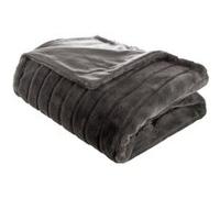 Atmosphera – Plaid Manoir en fausse fourrure gris foncé 180 x 230 cm