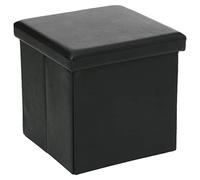 Atmosphera – Pouf carré pliant simili – Noir G