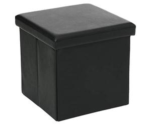 ATMOSPHERA CREATEUR D'INTERIEUR Pouf carré Noir - Coffre de Rangement Pliable
