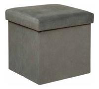 Atmosphera Créateur d'intérieur - Pouf Coffre Pliable en Velours "Lilou" 38cm Gris Gris G