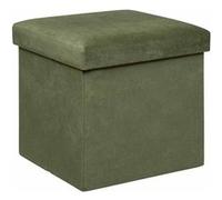Atmosphera Créateur d'intérieur - Pouf Coffre Pliable en Velours "Lilou" 38cm Kaki Vert G
