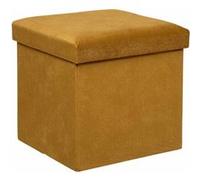 Atmosphera Créateur d'intérieur - Pouf Coffre Pliable en Velours "Lilou" 38cm Ocre Jaune