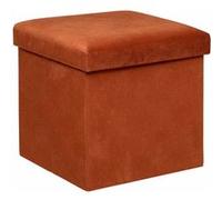 Atmosphera Créateur d'intérieur - Pouf Coffre Pliable en Velours "Lilou" 38cm Terracotta Rouge G