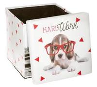 Paris Prix - Pouf Coffre Pliable hard Work 38cm Rouge
