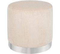 Atmosphera Créateur d'intérieur - Pouf en Velours Côtelé "Sylia" 38cm Ivoire Beige