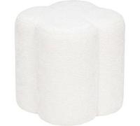 Atmosphera - Pouf Lavon Fleur Tissu chenille Blanc 38x35x35 cm