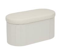 Pouf Fink ovale pliable 38x76cm blanc - Atmosphera Créateur d'intérieur