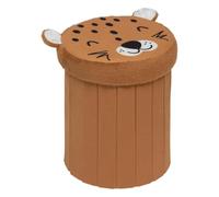 Atmosphera – Pouf coffre pliant rond D30 Léopard Orange G