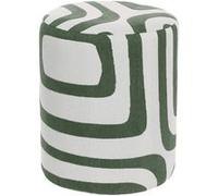 Pouf Rond Delor Vert Cèdre et Blanc 30x36 cm - Atmosphera createur d'interieur