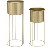 Atmosphera Créateur d'intérieur Présentoir à fleurs avec cache-pot Lot de 2 Métal doré 58 cm x 21,5 cm
