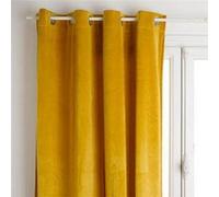 Atmosphera - Rideau occultant velours Dolce - à œillets - 140 x 260 cm - Jaune moutarde
