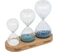 Atmosphera créateur d'intérieur - Set de 3 sabliers avec support en bois verre h10 12 14cm