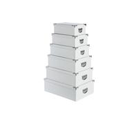 Atmosphera Créateur d'intérieur - Set de 6 Boîtes de Rangement Uni 48cm Blanc
