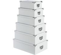 Atmosphera Créateur d'intérieur - Set de 6 Boîtes de Rangement Uni 48cm Blanc Blanc, Blanc G