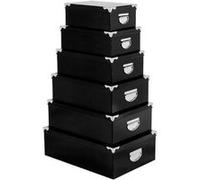Atmosphera Créateur d'intérieur - Set de 6 Boîtes de Rangement Uni 48cm Noir Noir G