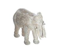 Atmosphera - Statue éléphant Enzo - Motifs gravés - Effet Blanchi H22 cm