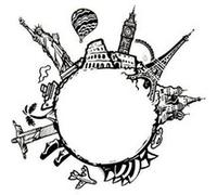 Atmosphera Créateur d'intérieur - Sticker Plat Déco "Monde" 60cm Noir & Blanc G