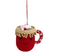 Sujet de Noël Déco Mug Chocolat 10cm Rouge Rouge