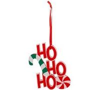 Atmosphera Créateur d'intérieur - Sujet de Noël en Bois "Bonbon Ho Ho Ho" 11cm Rouge Rouge G