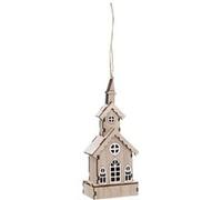 Sujet de Noël en Bois Église 3D 15cm Beige Beige