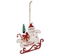 Atmosphera Créateur d'intérieur - Sujet de Noël en Bois "Traineau XMAS" 14cm Rouge Rouge G