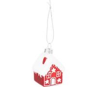 Atmosphera Créateur d'intérieur - Sujet de Noël en Verre "Maison" 6cm Rouge & Blanc Rouge