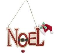 Atmosphera Créateur d'intérieur - Sujet de Noël Pancarte 18cm Rouge & Beige