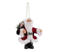 Atmosphera Créateur d'intérieur - Sujet de Noël Santa Velours 13cm Rouge & Blanc