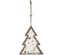 Sujet de Noël Sapin Fourrure 21cm Blanc Blanc