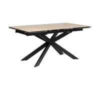 Atmosphera Créateur d'Intérieur - Table à Dîner Extensible Boot Beige Effet Bois - 6 à 10 Places - Verre Trempé et Céramique - Déperlant Résistant