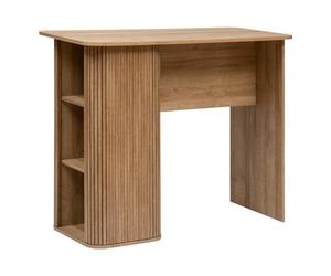 Atmosphera Créateur d'Intérieur - Table à Manger Bar Colva - 3 Compartiments de Rangement - Table Haute Effet Chêne - L120cm x H102cm