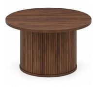 Atmosphera Créateur d'Intérieur - Table Basse Colva Effet Bois - Table d'Appoint pour Chambre, Salon, Bureau - Plateau Déperlant - D70cm x H40cm (Bois foncé)