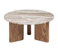 Atmosphera Créateur d'Intérieur - Table Basse Coppa en Marbre et Manguier - Table d'Appoint pour Chambre, Salon, Bureau - D92cm