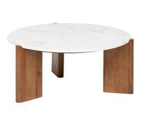 Table basse ""Nanda"" marbre blanc 91,5x91,5x41,5cm - Atmosphera Créateur d'intérieur