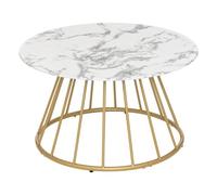 Atmosphera Créateur d'Intérieur - Table Basse Rayo Effet Marbre Blanc -Table d'Appoint de Salon, Bureau - Plateau en Verre Trempé - L70cm x H40cm