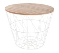 Atmosphera Créateur d'intérieur Table en osier Kumi Métal Plateau MDF blanc marron 30,5 cm x 38 cm