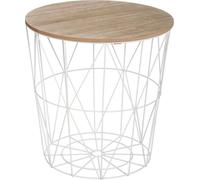 Atmosphera Créateur d'intérieur Table en osier Kumi Métal Plateau MDF blanc marron 41 cm x 40 cm