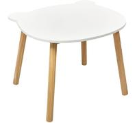 ATMOSPHERA CREATEUR D'INTERIEUR Table Enfant Douceur Blanche, Pieds en Bois Naturel, Forme Originale Ourson, Diamètre 60 cm
