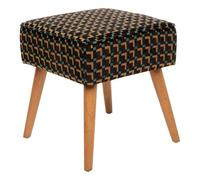 ATMOSPHERA CREATEUR D'INTERIEUR Tabouret d'appoint en Tissu Jacquard Chiara - Noir