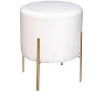 Atmosphera Créateur d'intérieur - Tabouret Design en Velours "Living" 40cm Ivoire & Or Beige G