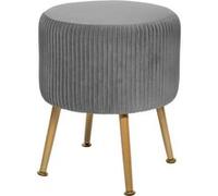 Atmosphera Tabouret Solaro Gris en velours plissé