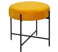 Atmosphera Créateur d'intérieur - Tabouret Rond en Velours "Arty" 47cm Ocre Jaune G