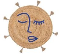 Atmosphera - Tapis Soleya - en jute à pompons - Rond D80 cm Naturel Beige