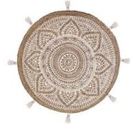 Tapis à pompons ""Rosalie"" jute D78cm - Atmosphera createur d'interieur