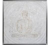 Atmosphera Créateur d'intérieur - Toile Peinte Carrée "Bouddha" 78x78cm Argent Argent G