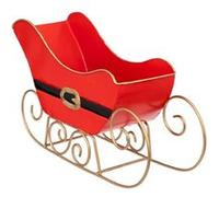 Atmosphera Créateur d'intérieur - Traineau Déco en Métal Père Noël 28cm Rouge