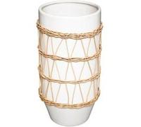 Atmosphera Créateur d'intérieur - Vase Design en Céramique Rotin 25cm Blanc Blanc G