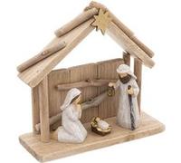 Atmosphera - Crèche de Noël en bois - 3 santons Beige G