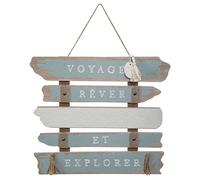 Atmosphera - Déco Murale Eté - Bois - 36x32-5 cm - Bleu